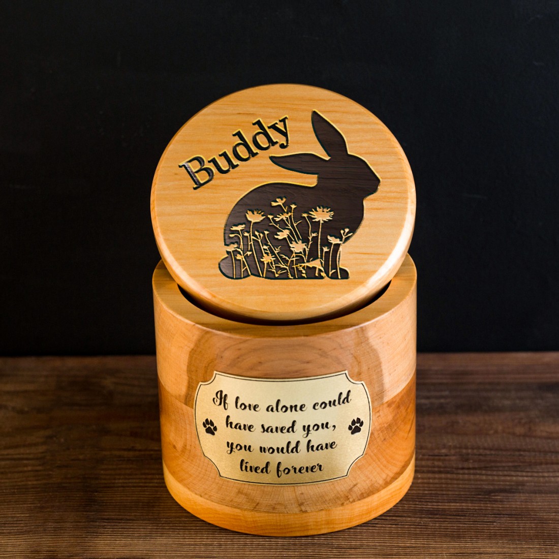 Pet Urns for Rabbits Pet parent gift Engraved wooden box Pet