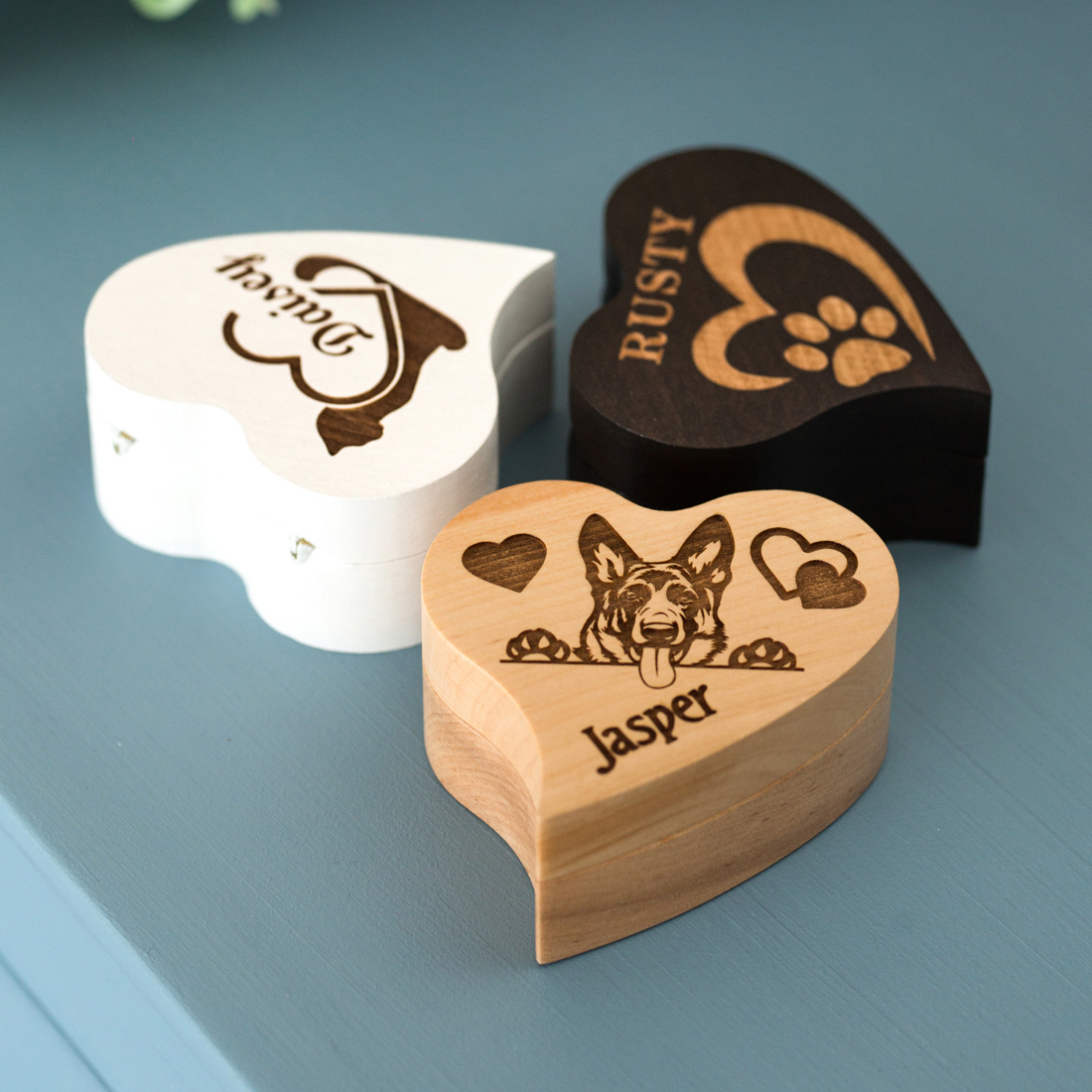 Wooden keepsake box hair locket Pet loss gifts Pet hair memorial